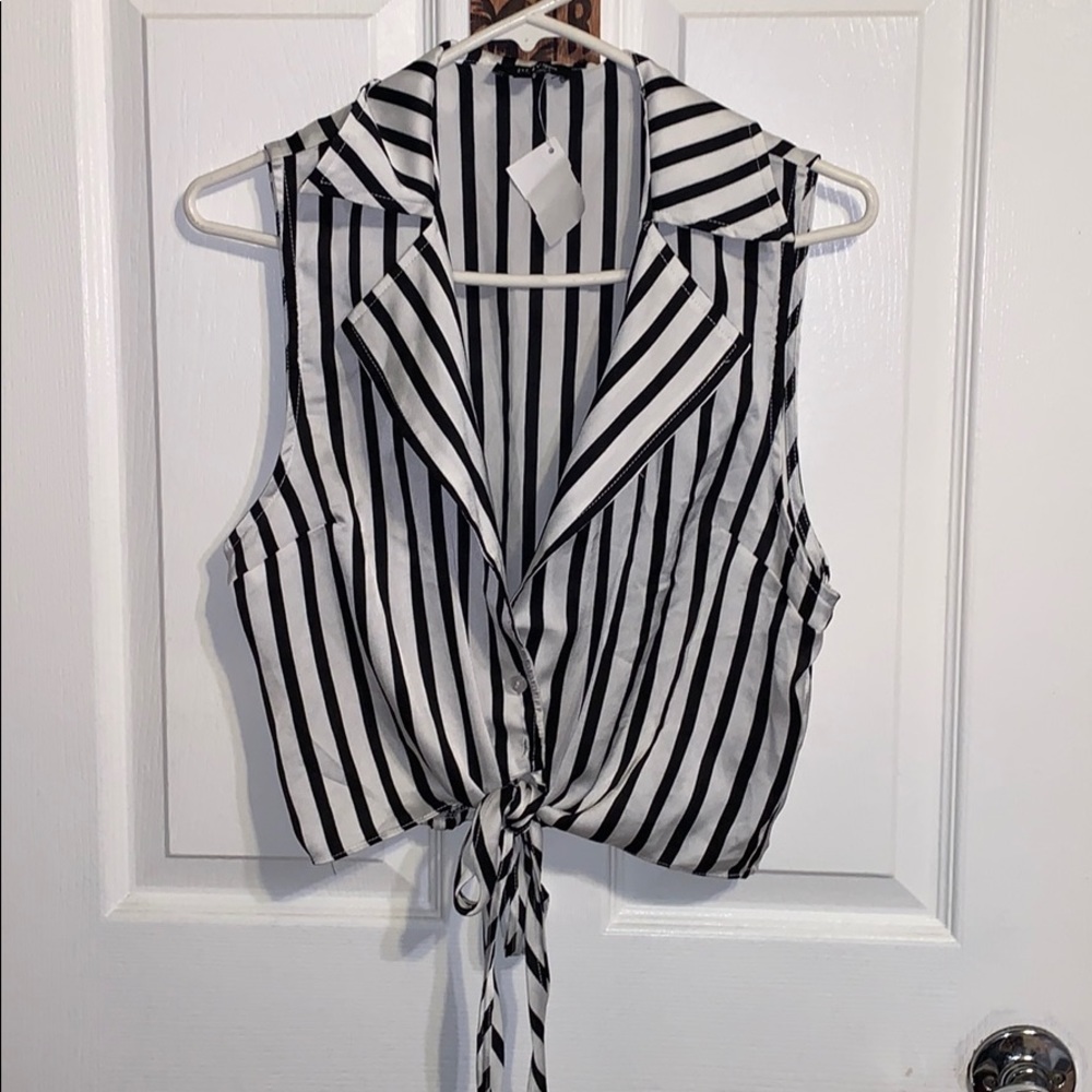 Silver & Black Stripped Blouse